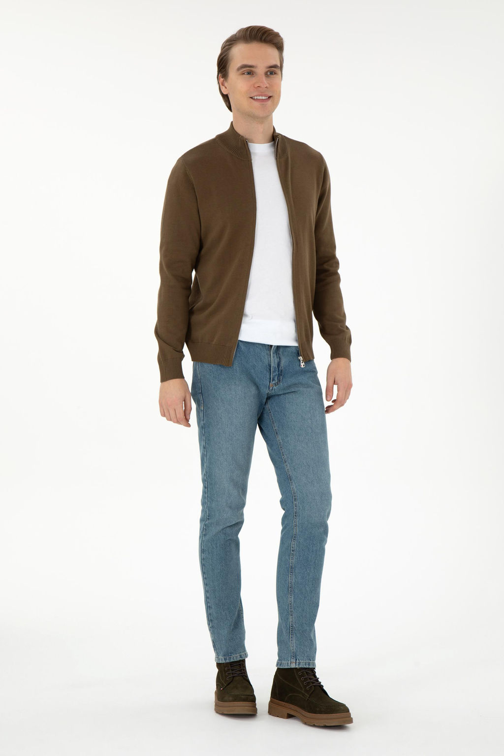 Мужской базовый трикотажный кардиган цвета хаки Неожиданная скидка в корзине - U.s. polo assn фото 4