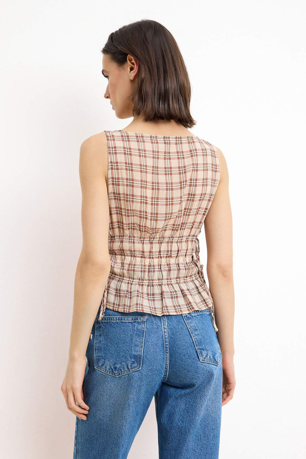 Bej Yanlar? Baglama Detayl? Dokuma Bluz TWOSS26BZ00531 - Trendyolmilla фото 4