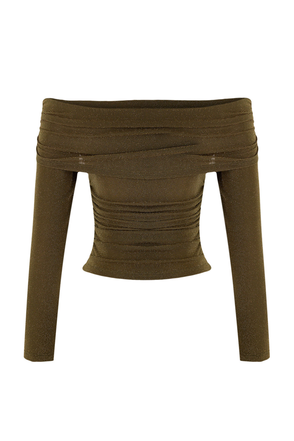 Haki Carmen Yaka Simli Orme Party Bluz TPRSS26BZ00002