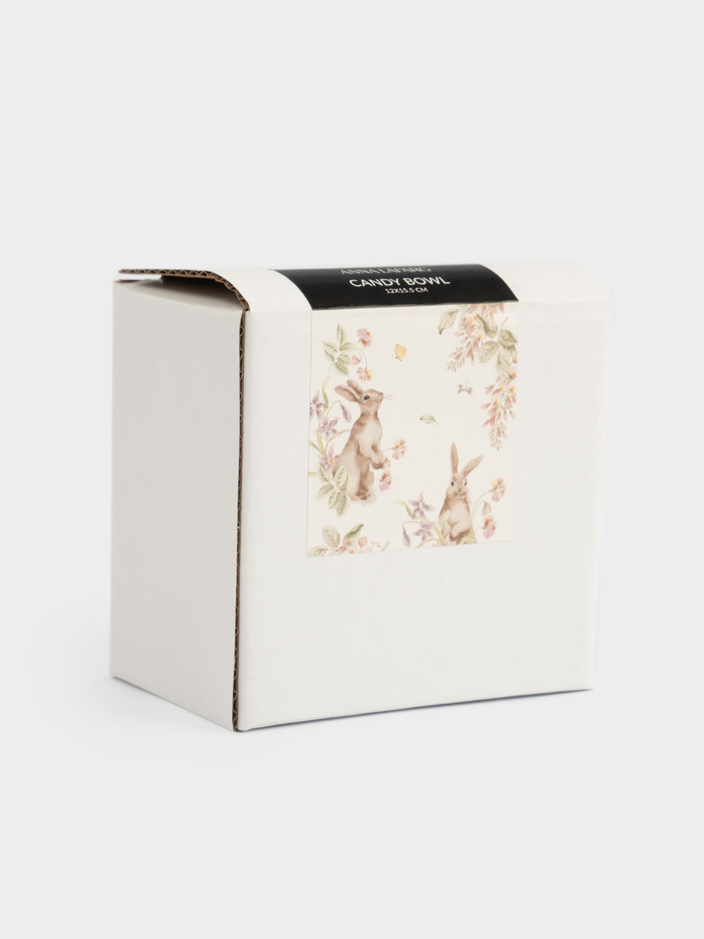 Конфетница, 12х16 см, керамика, молочно-серая, Кролик с корзинкой, Brown Rabbit