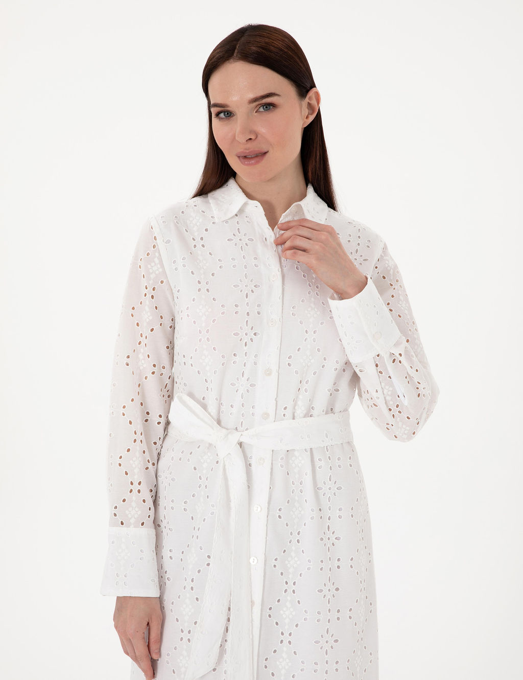 Beyaz Regular Fit Dokuma Elbise - Pierre cardin фото 2