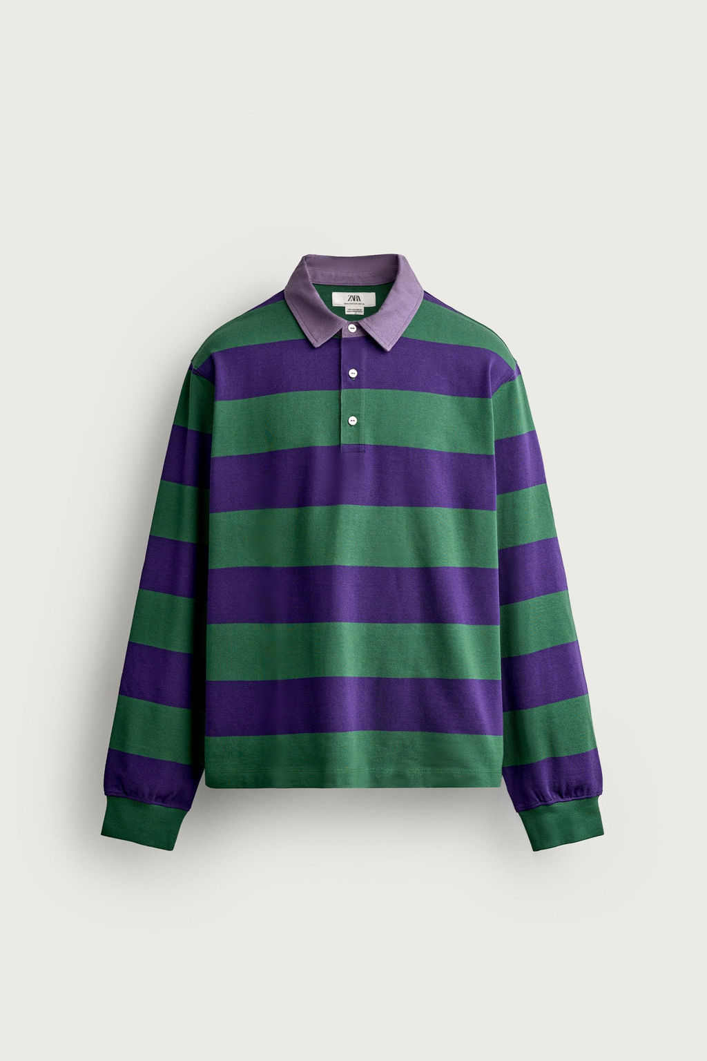 POLO REGULAR FIT RAYAS CUELLO CONTRASTE / Morado - Zara фото 7