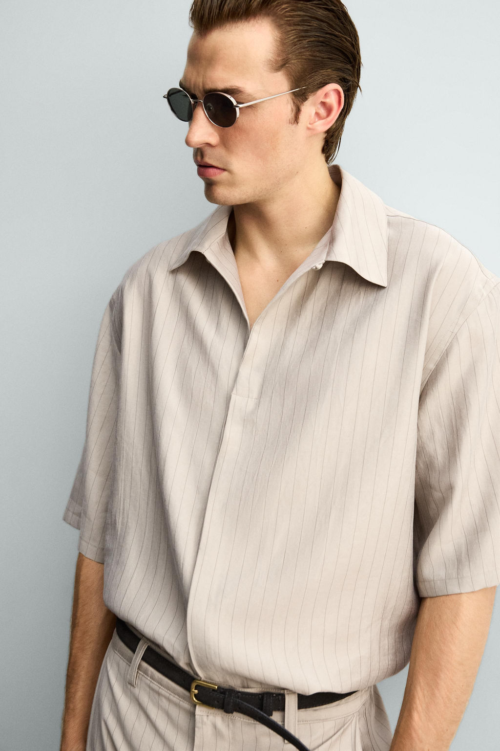 CAMISA FLUIDA RELAXED FIT / Gris / Tostado - Zara фото 5