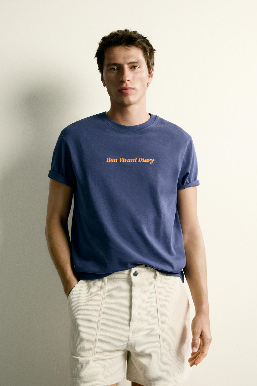 CAMISETA RELAXED FIT TEXTO BORDADO / Marino - Zara фото 2
