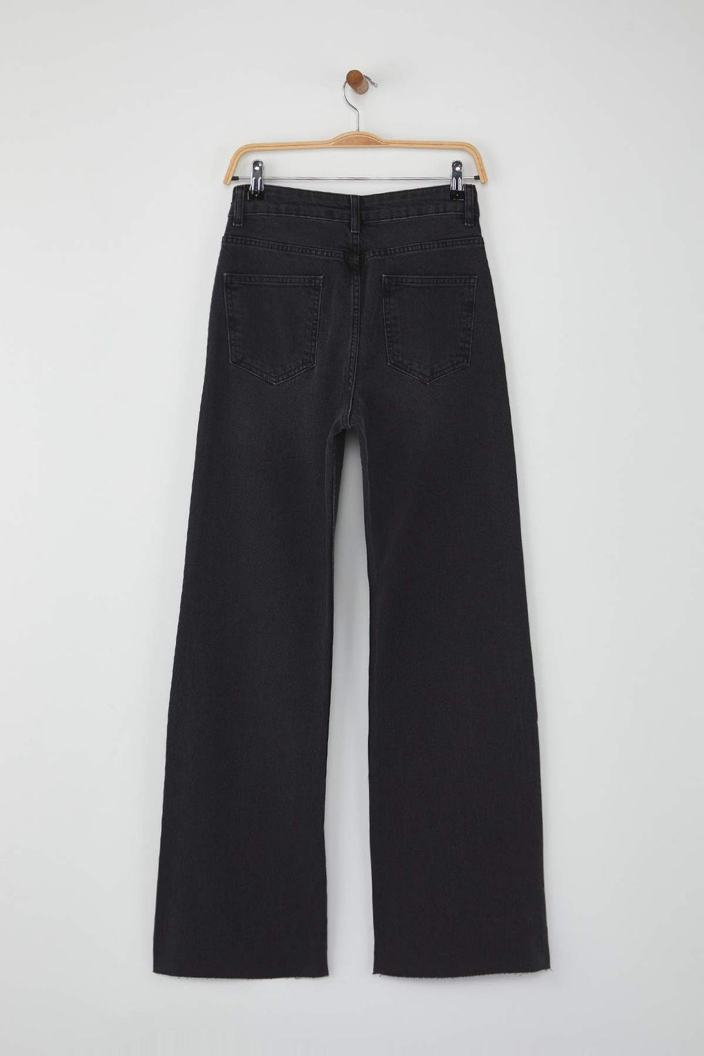 Siyah Yuksek Bel Pacas? Kesikli Wide Leg/Genis Paca Palazzo Comfort/Esnek Smoke Jeans TWOAW26JE00081