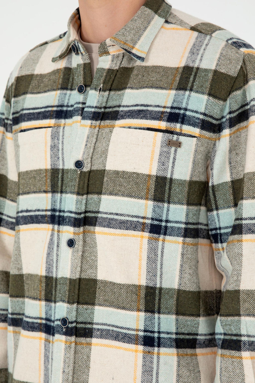 Мужская рубашка цвета хаки с длинным рукавом - U.s. polo assn фото 7