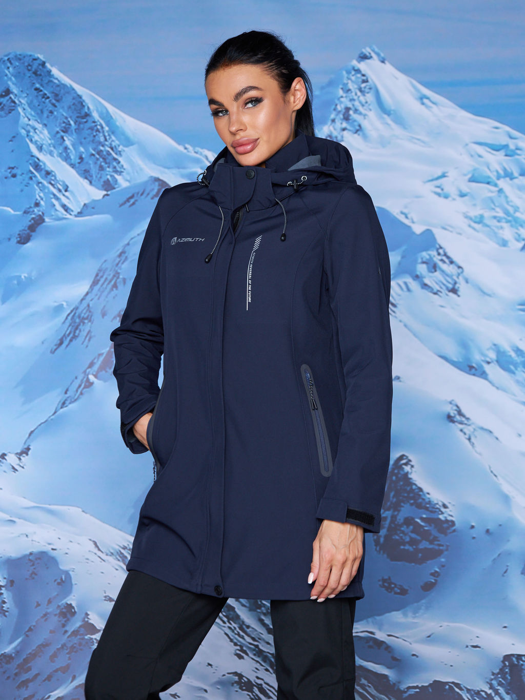 Женская парка виндстопер софтшелл на флисе Azimuth Стихия Неба 124/22956_701 Темно-Синий  фото 4