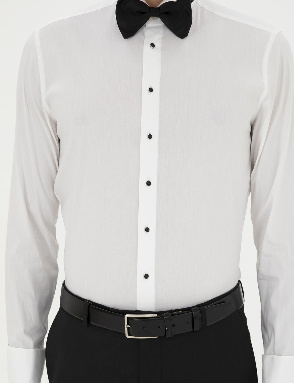 Белая рубашка под смокинг приталенного кроя с манжетами из смесового хлопка - Cacharel фото 6