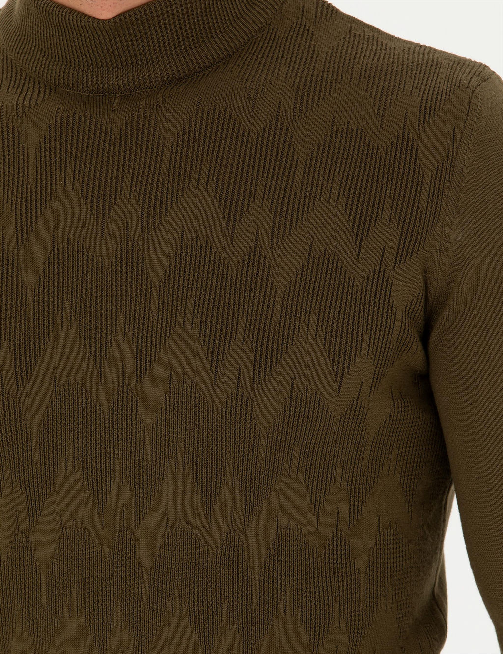 Haki Slim Fit Yar_m Bal_k__ Yaka Triko Kazak - Pierre cardin фото 7