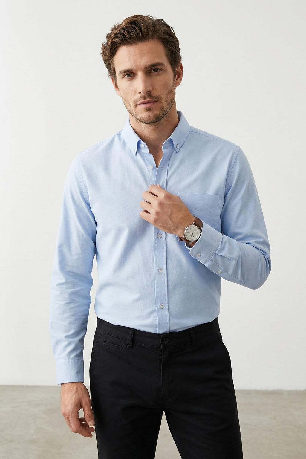 TRENDYOL MAN Mavi Regular Fit Oxford Kolay Utulenebilir Erkek Gomlek TMNSS25GO00079 - Trendyolmilla фото 10