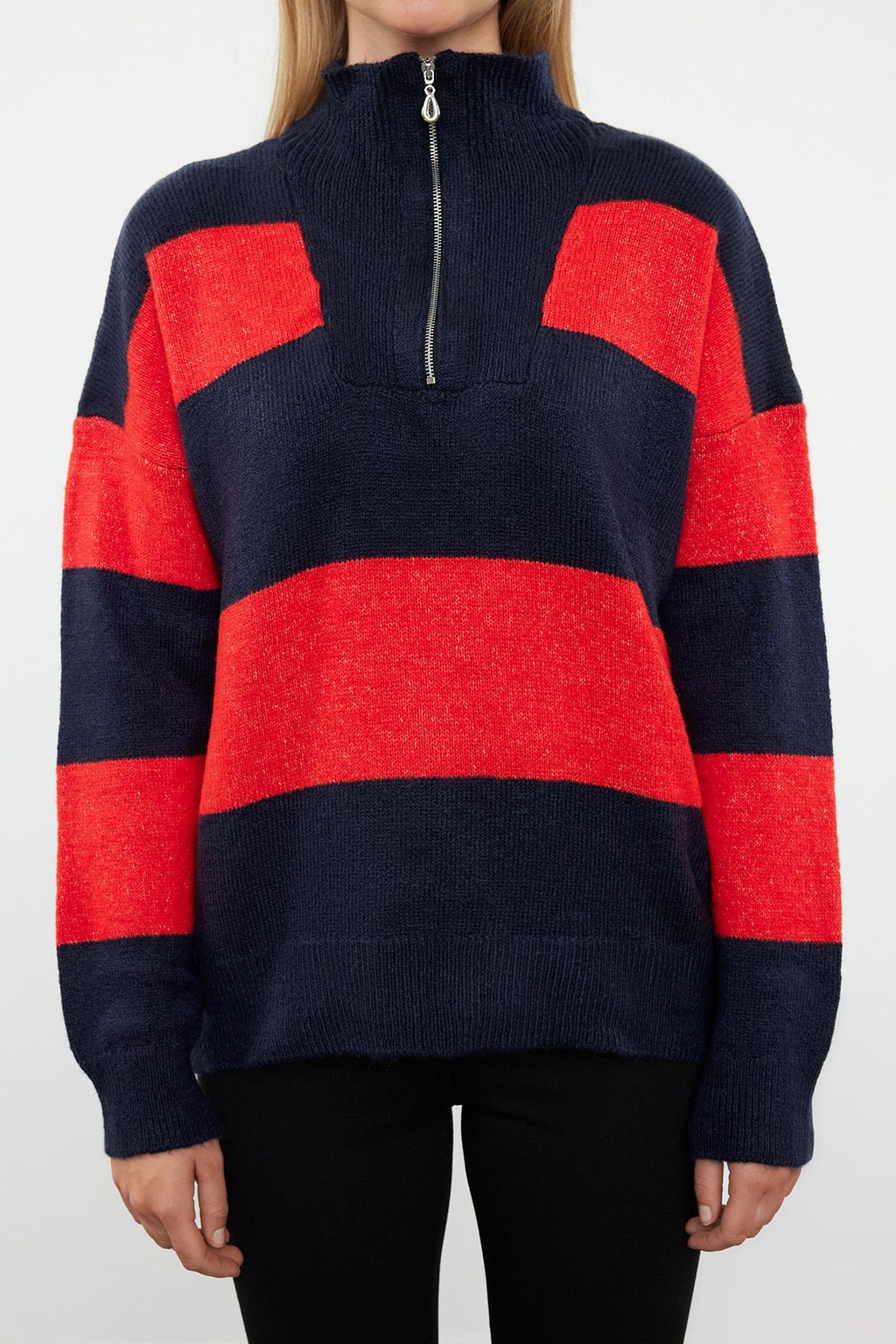 Tas Genis Kal?p Yumusak Dokulu Fermuarl? Triko Kazak TWOAW22KZ0424 - Trendyolmilla фото 10