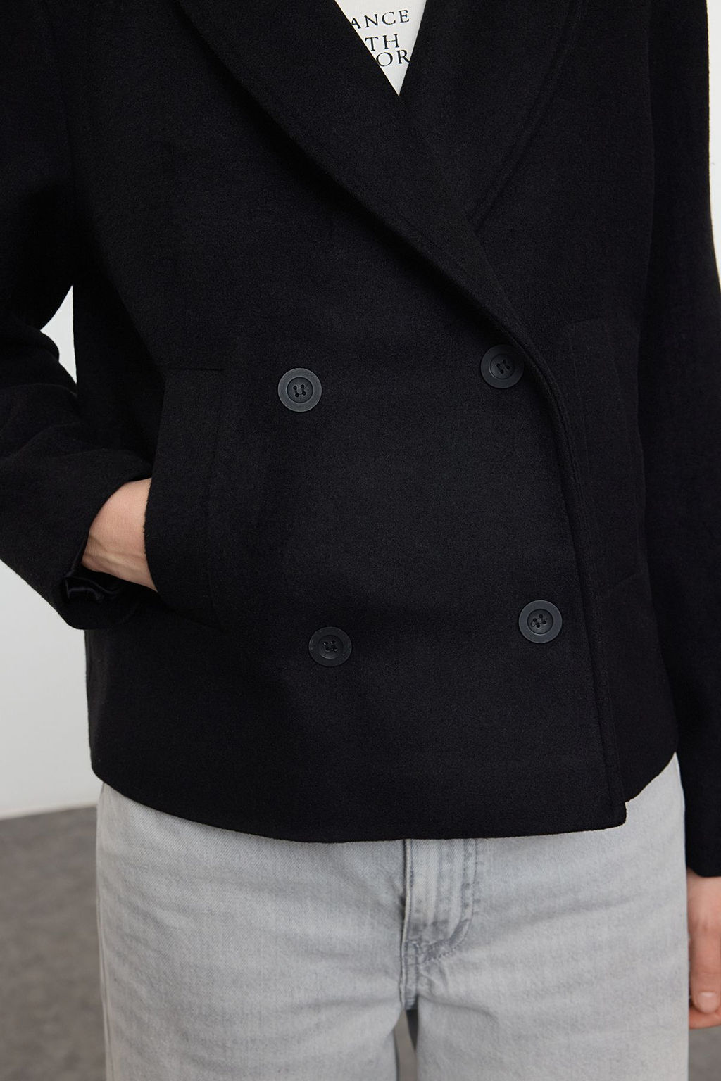 Trendyolmilla Siyah Regular K?sa Ceket Kaban TWOAW25KB00110  фото 8