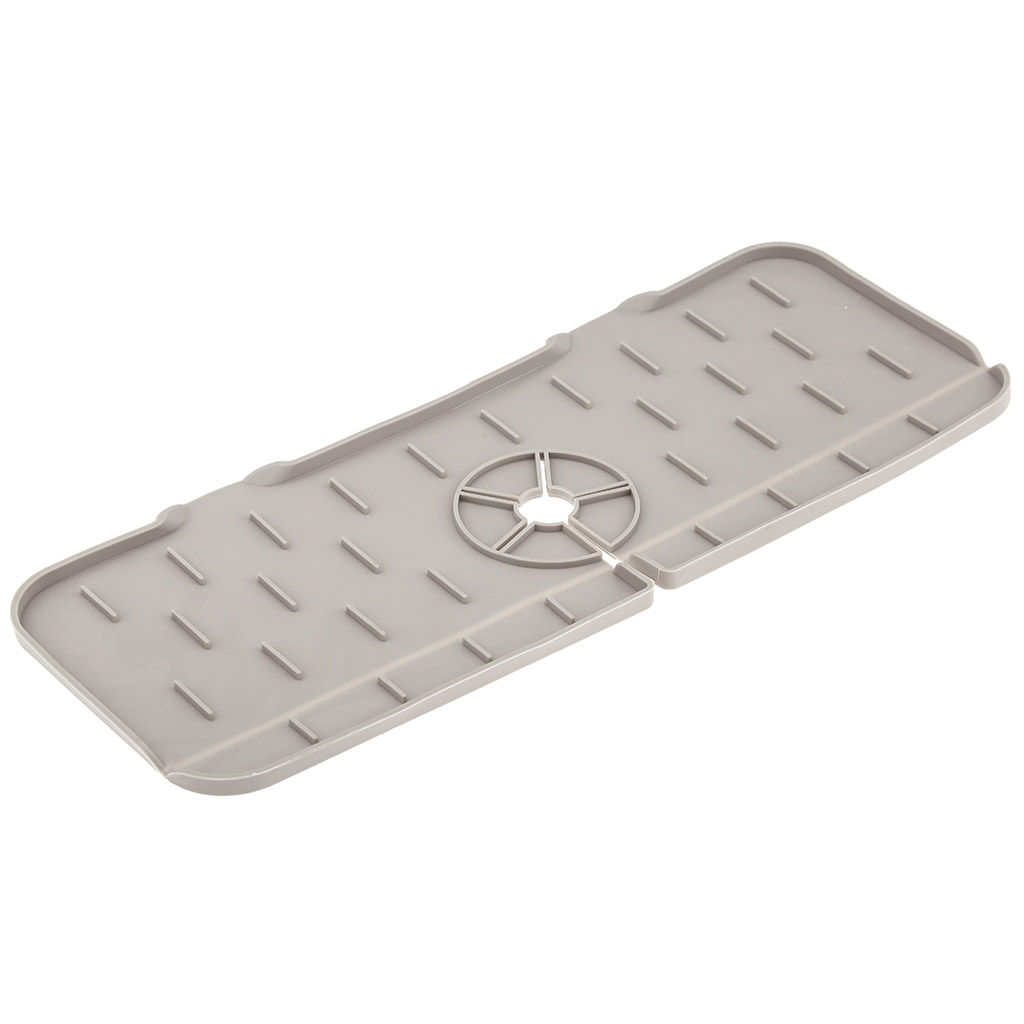 Коврик-оргнайзер силиконовый для раковины на кран/смеситель 37,5х14х0,8см, цвета в ассортименте: серый, оранжевый, в п/эт пакете (Китай) - Домашняя мода фото 8