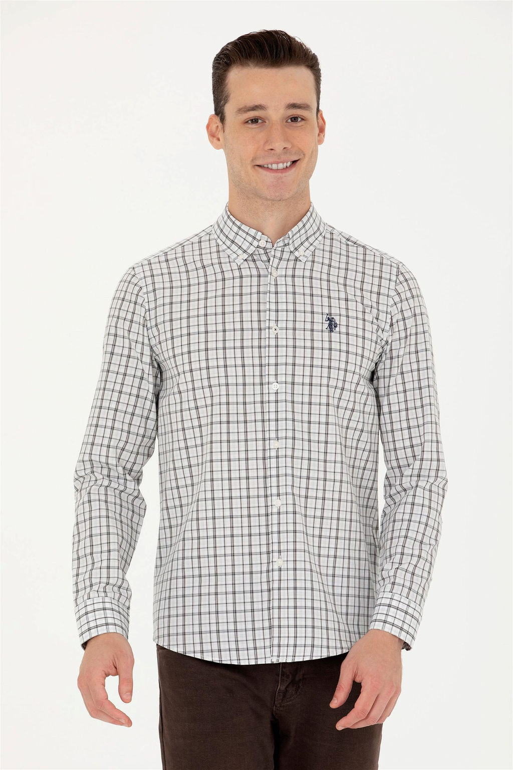 U. S. Polo Assn Мужская темно-синяя рубашка в шотландскую клетку - U.s. polo assn фото 8