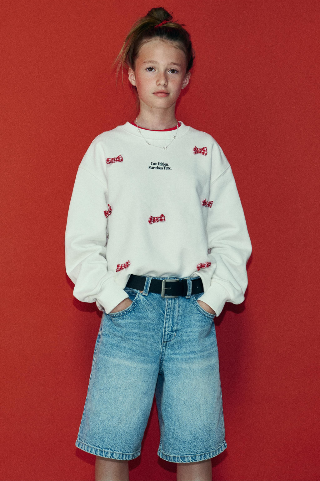 SWEATSHIRT WITH SLOGAN AND BOWS - Zara фото 5