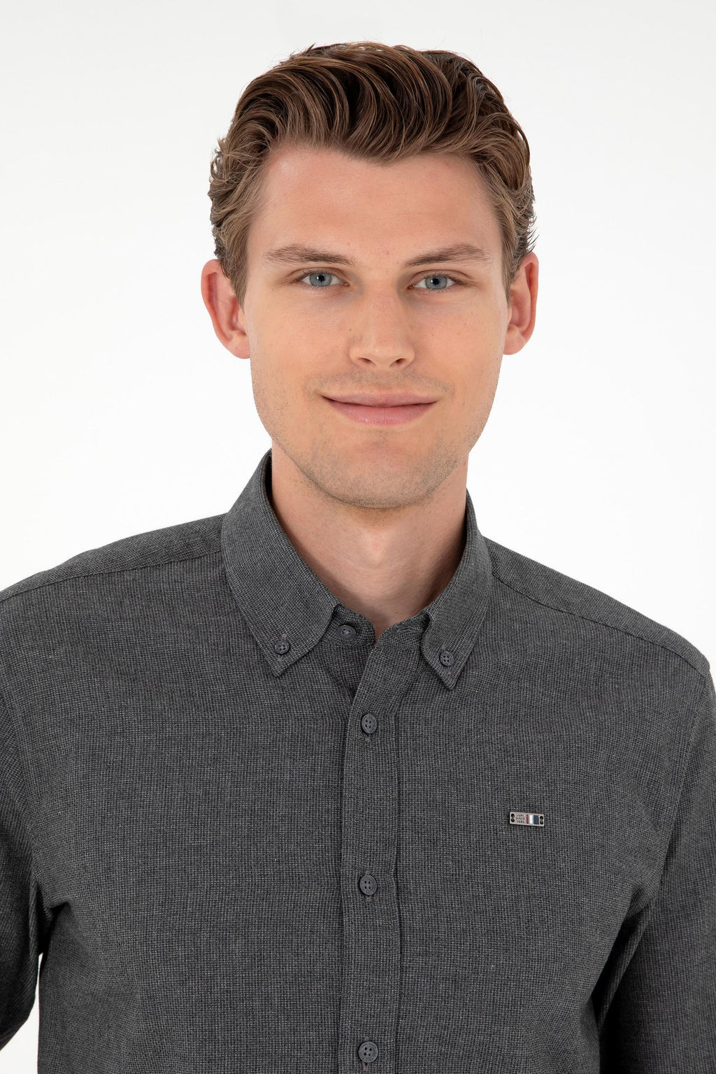 Мужская рубашка антрацитового цвета с длинным рукавом Неожиданная скидка в корзине - U.s. polo assn фото 2