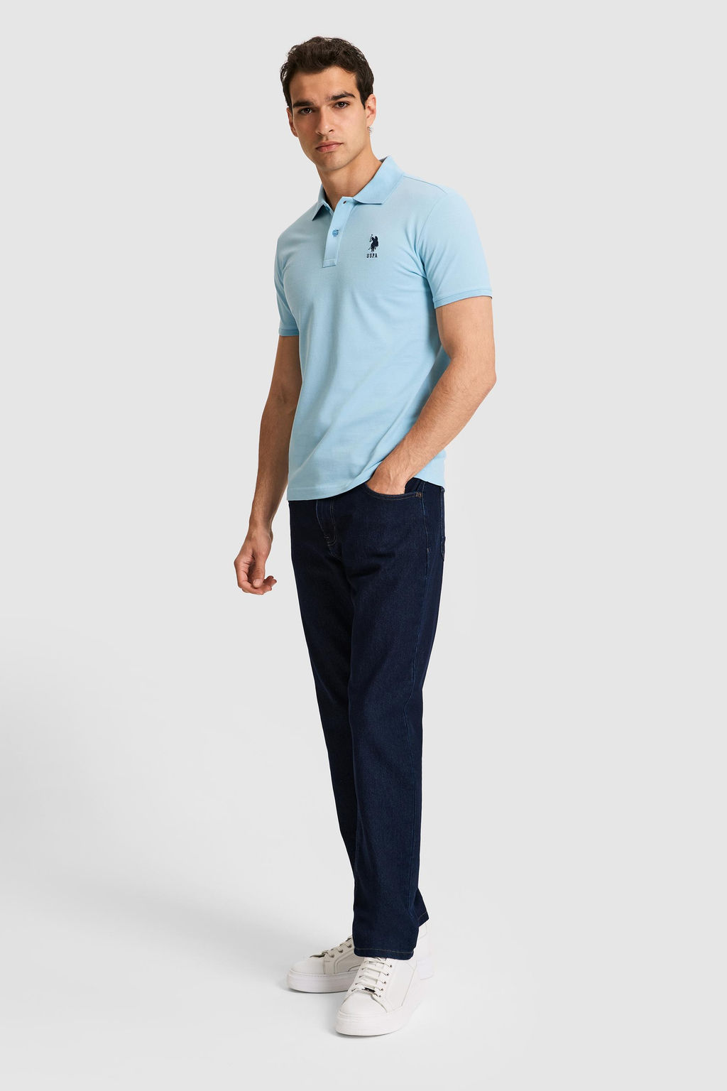 Erkek Slim Fit Polo Yaka Mavi Basic Ti__rt - U.s. polo assn фото 4