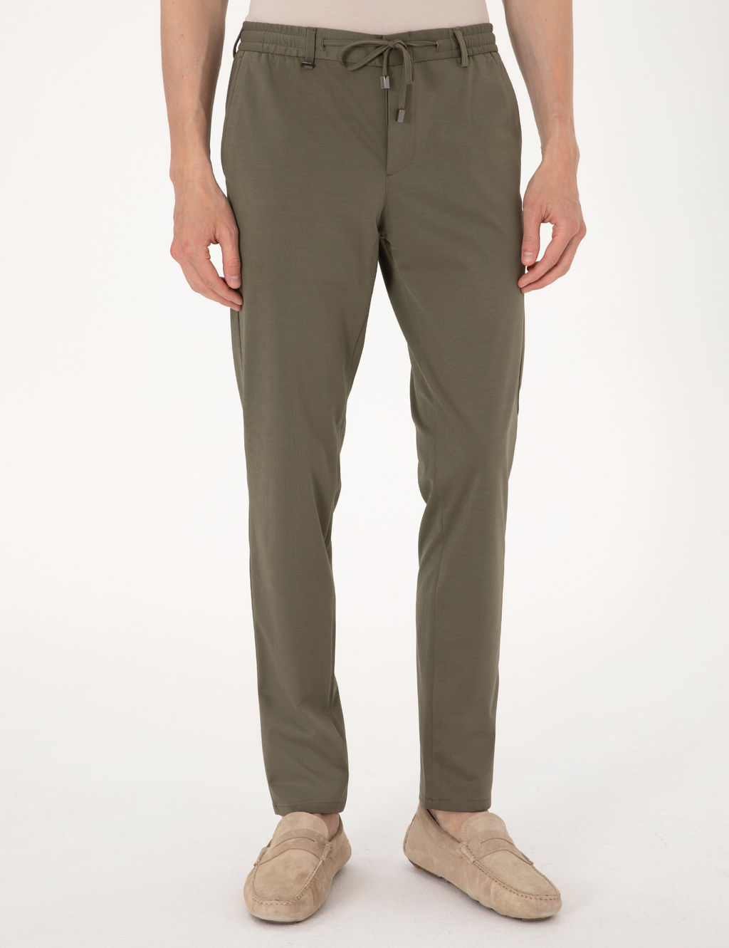 Haki Ex. Slim Fit Beli Lastikli Kordonlu Klasik Jogger Pantolon