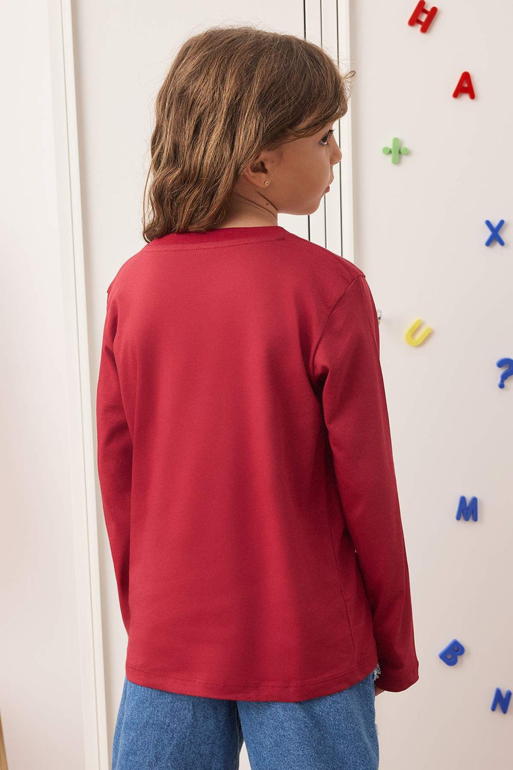 Lacivert-Bordo-Ekru 3lu Unisex Cocuk 100% Pamuk Duz Regular Orme T-Shirt TKDAW26TS00004 - Trendyolmilla фото 10