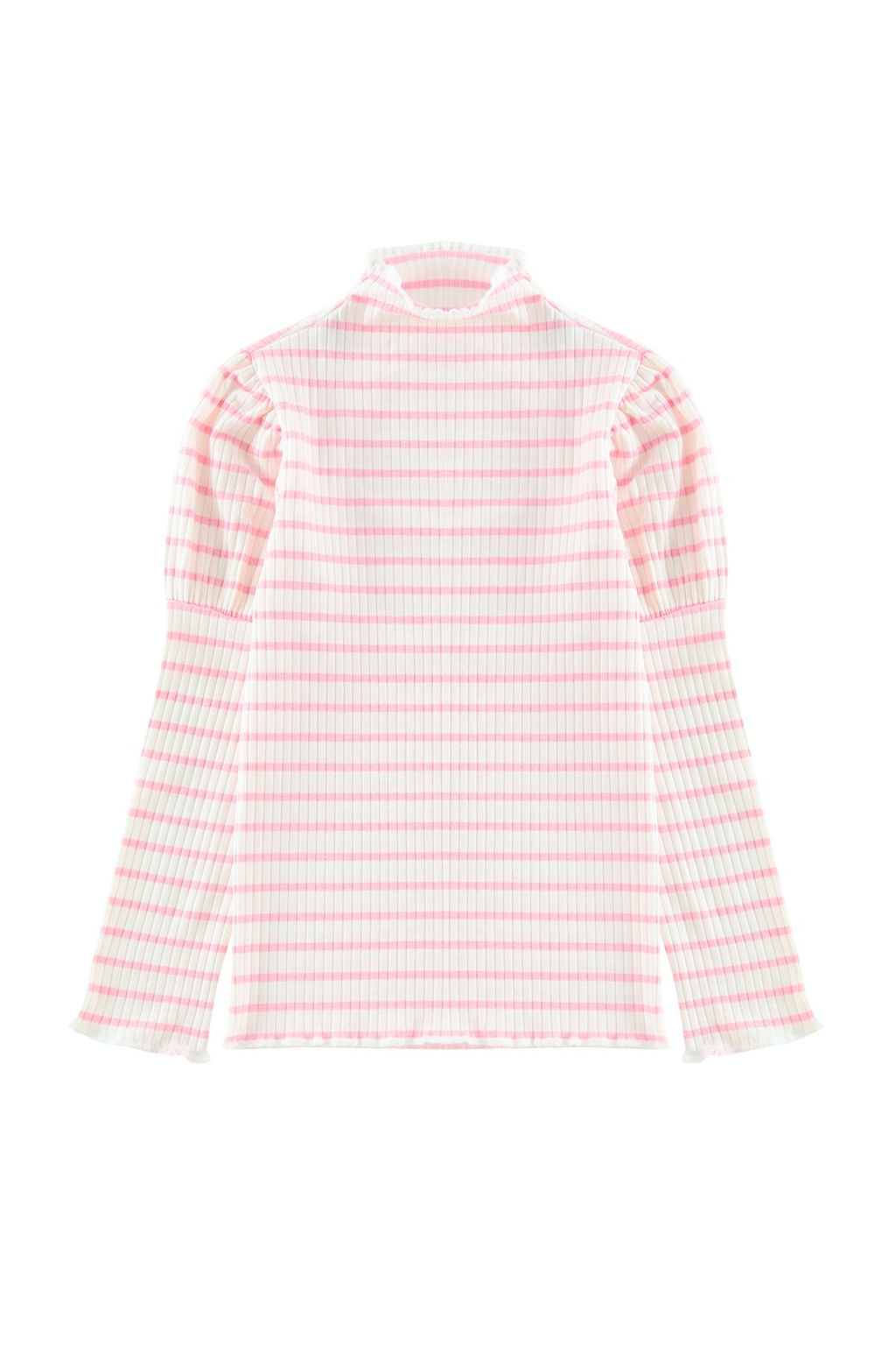 Beyaz K?z Cocuk Cizgili Dik Yaka Orme T-Shirt TKDAW25TS00003 - Trendyolmilla фото 5