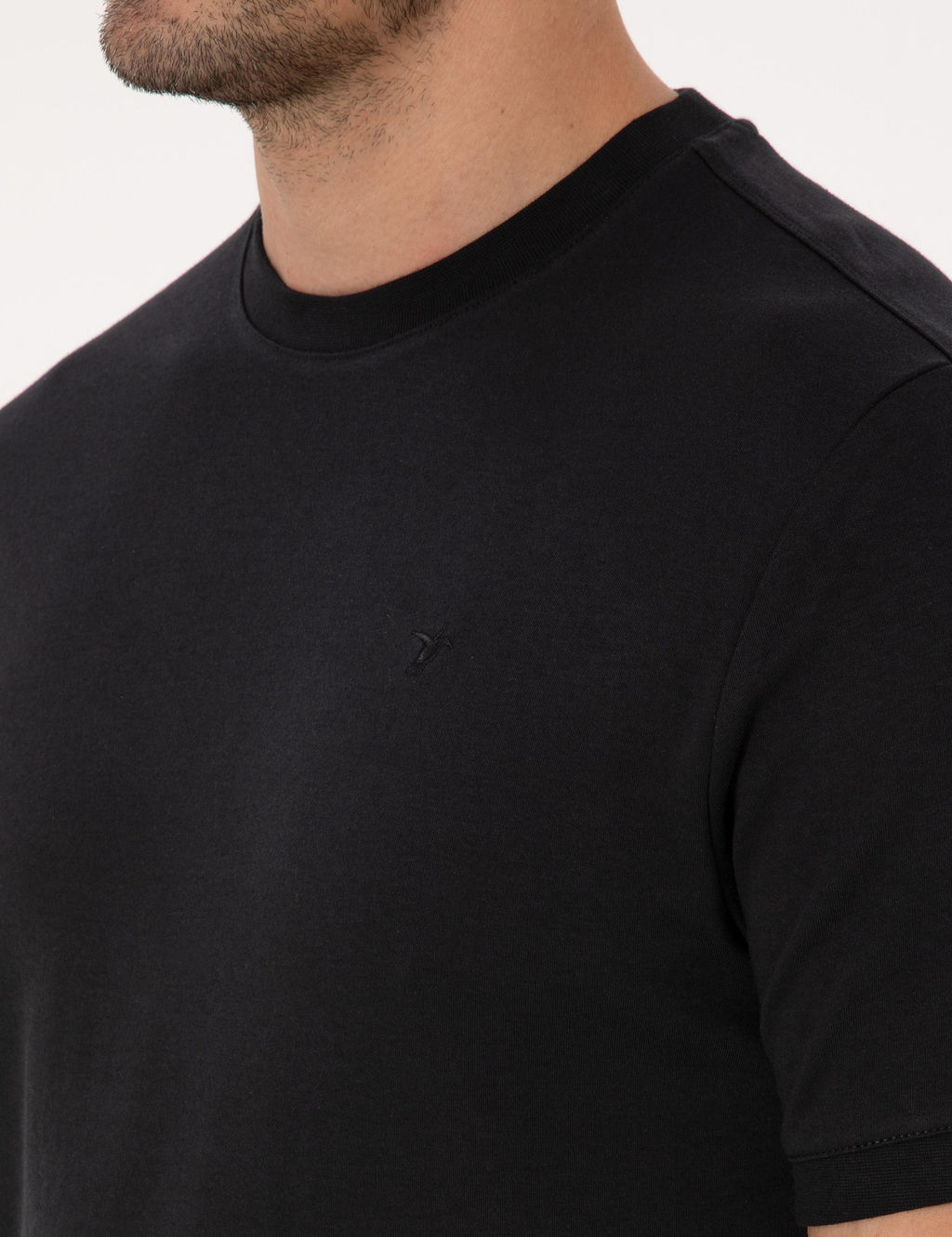 Siyah Regular Fit %100 Pamuk Bisiklet Yaka Basic T-shirt - Cacharel фото 7