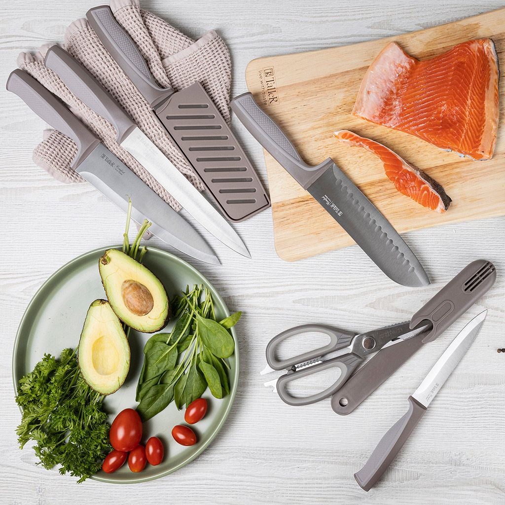 Нож поварской TalleR 20см из стали, s1,8мм, пластмассовая ручка, чехол в комплекте, на картоне (Китай) - Домашняя мода фото 5