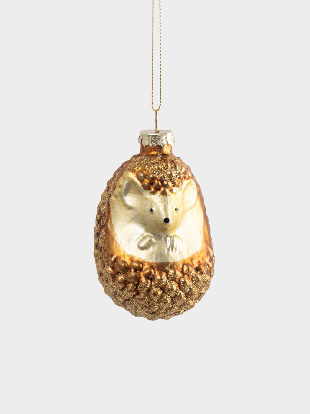 Игрушка елочная, 6x9 см, стекло, коричневый, Ежик, New year