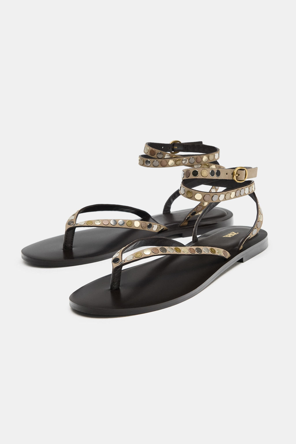 SANDALIA PIEL TACHAS / Beige - Zara фото 4