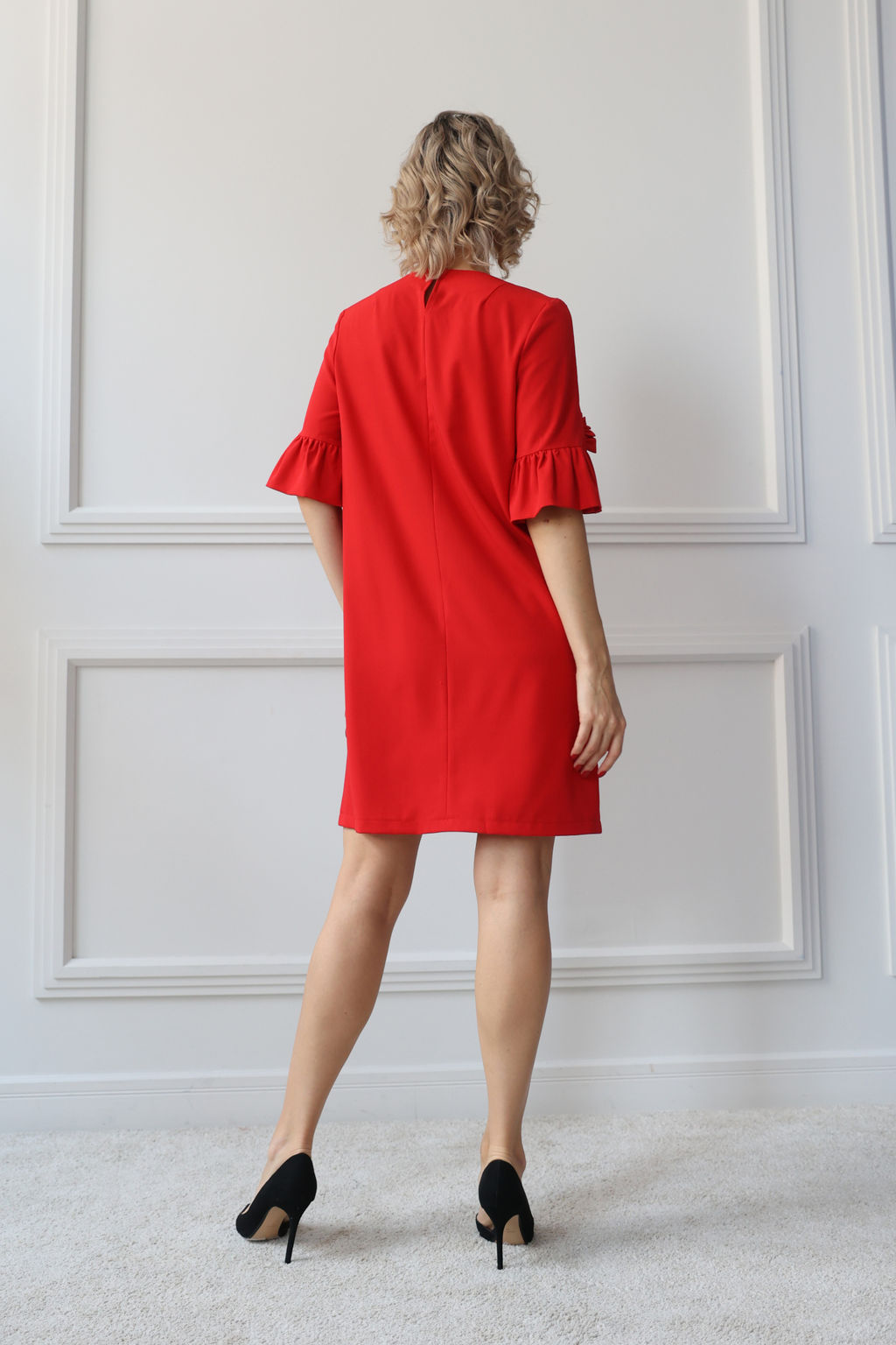 Платье прямое с воланами на рукавах - Looklikecat фото 4