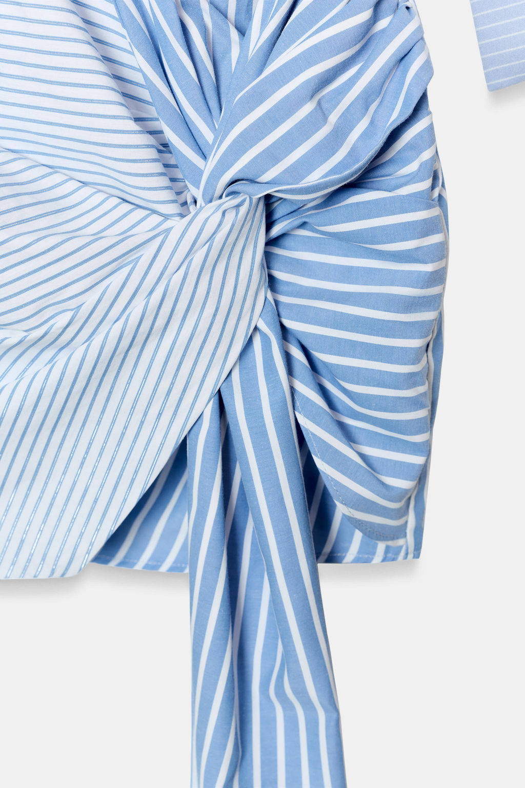 VESTIDO CORTO CAMISERO NUDO / Azul / Blanco - Zara фото 9