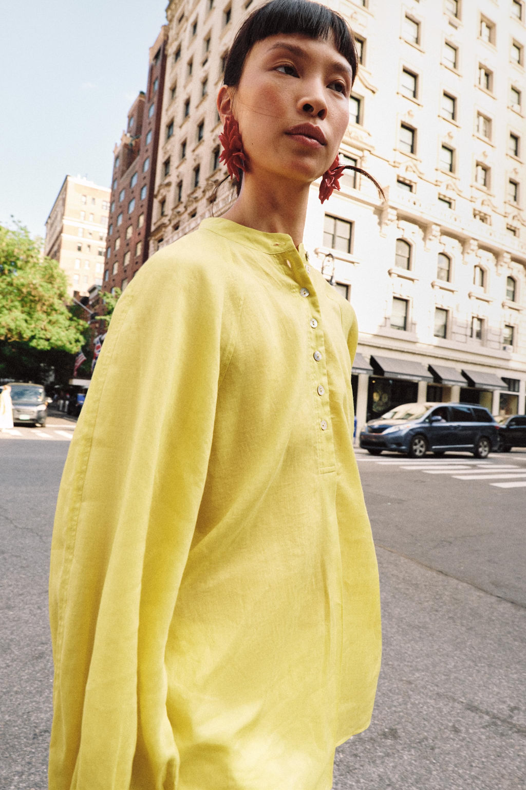 CAMISA FLUIDA CON RAMIO ZW COLLECTION / Amarillo - Zara фото 6