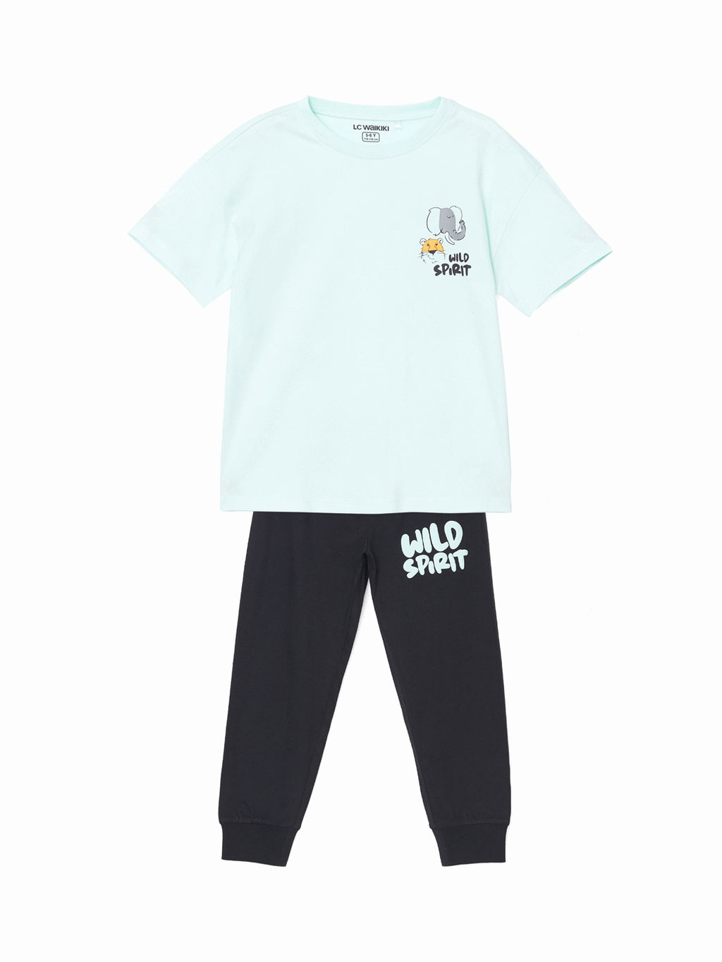 Bisiklet Yaka Bask?l? Erkek ?ocuk Pijama Tak?m