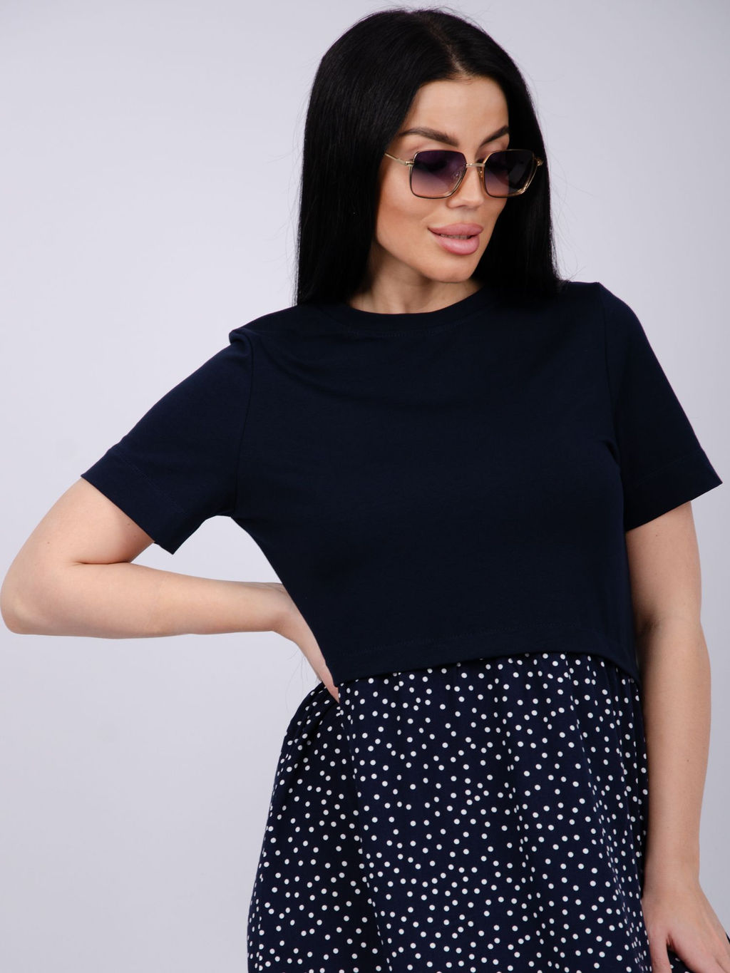 Платье "Виттория 2" синий, вискоза/кулирка (М)