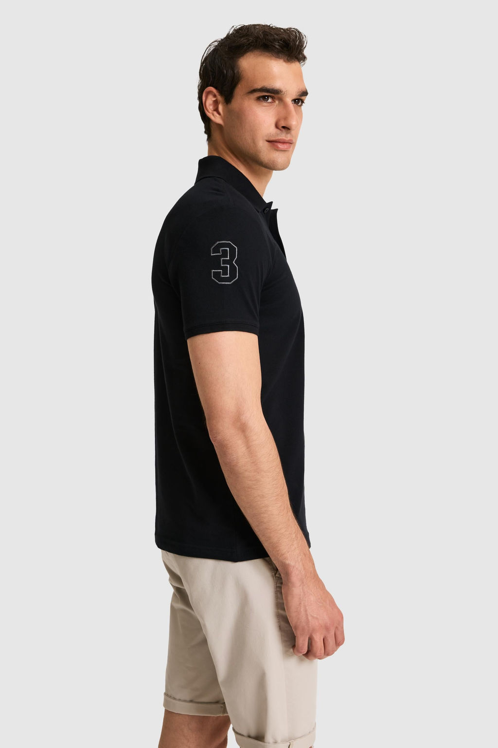 Erkek Slim Fit Polo Yaka Siyah Basic Ti__rt