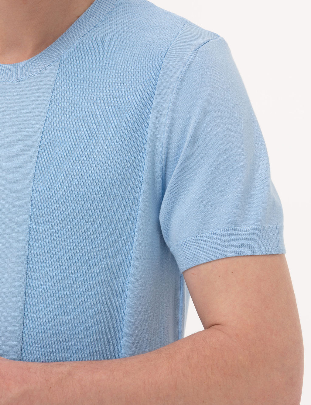 A__k Mavi Slim Fit Bisiklet Yaka Triko Ti__rt
