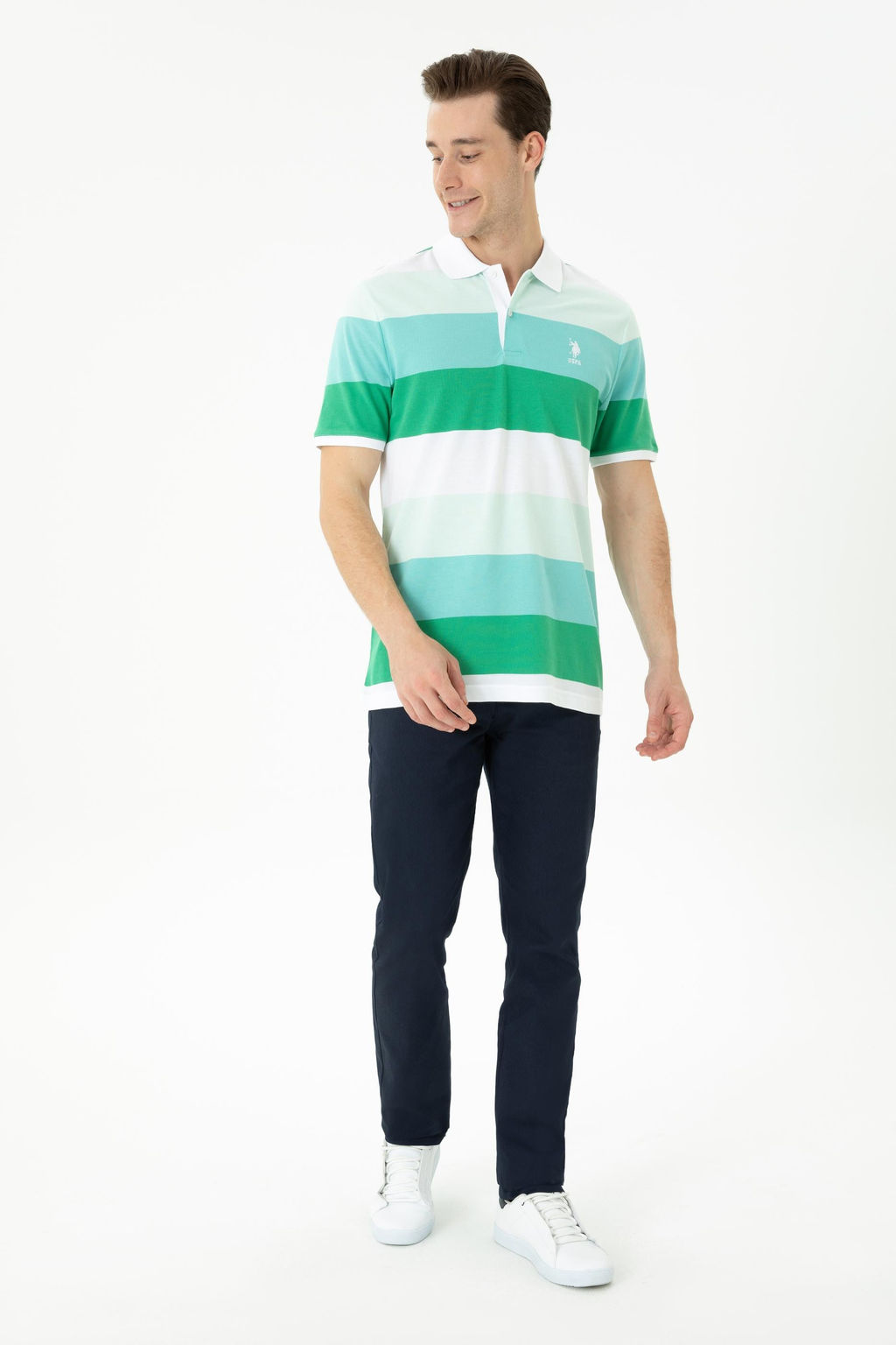 U. S. Polo Assn Мужская зеленая футболка с воротником-поло - U.s. polo assn фото 18