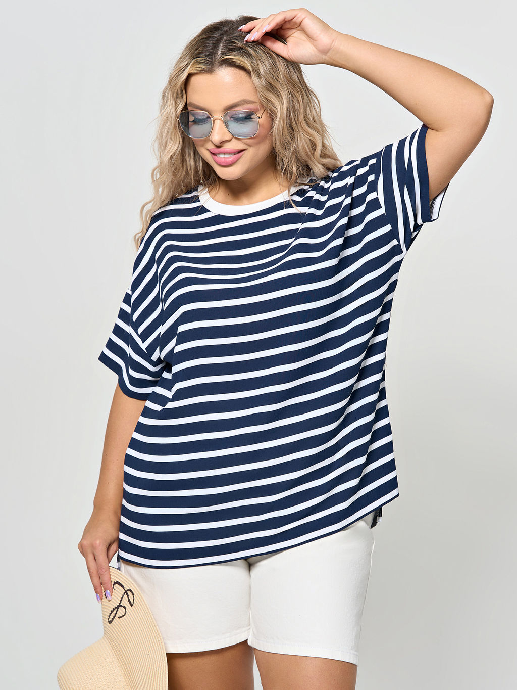 Блузка 0087-29 бело-синий