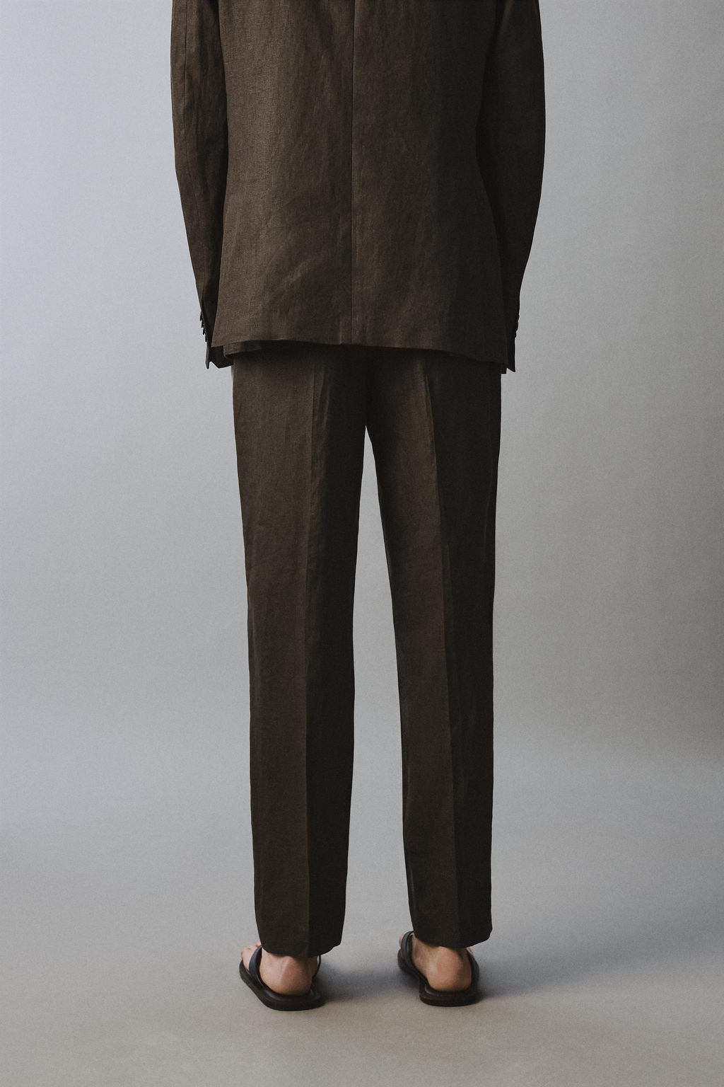 PANTAL?N TRAJE 100% LINO / Marr?n oscuro - Zara фото 3