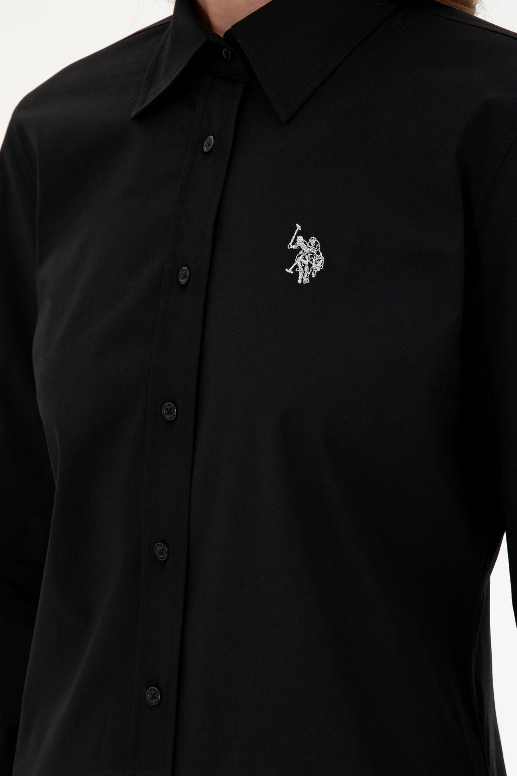 Женская черная базовая рубашка с длинным рукавом - U.s. polo assn фото 7