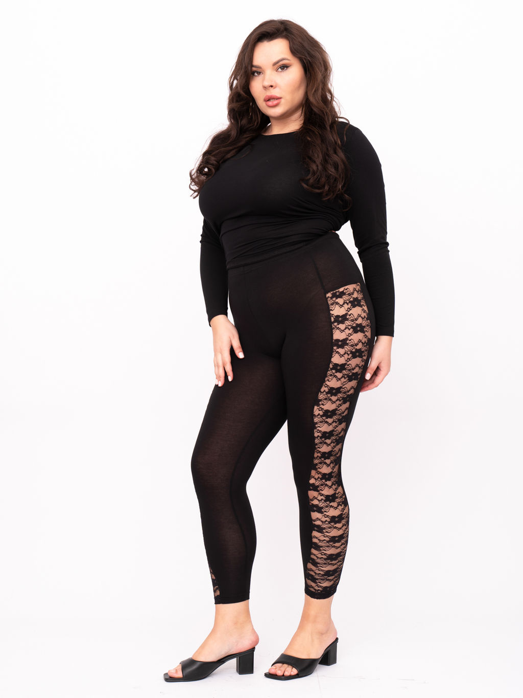 Леггинсы с кружевом LL13139BLK00