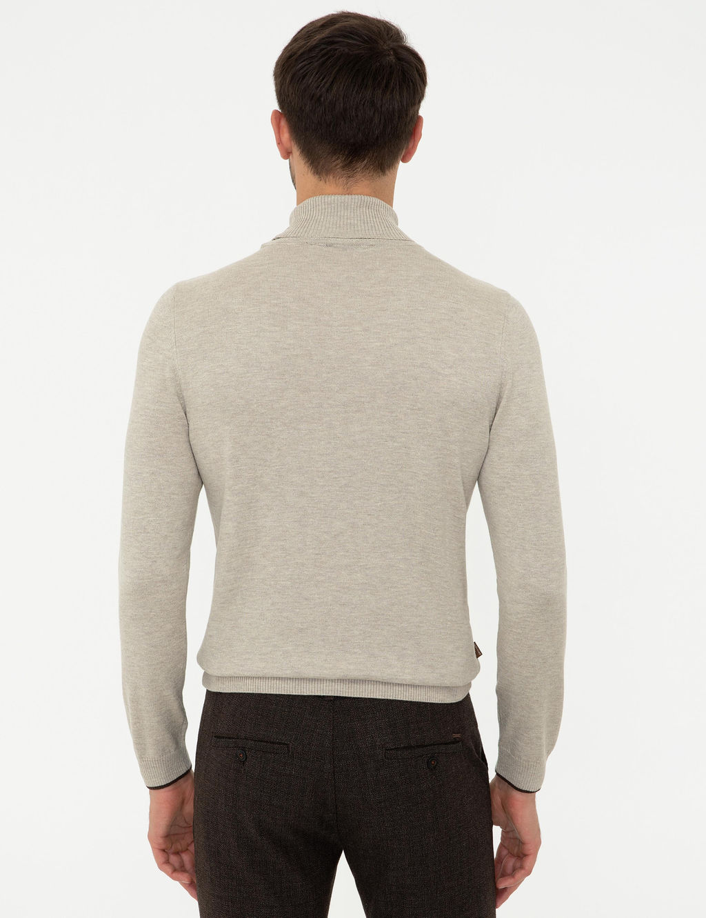 Kum Melanj Slim Fit Bal_k__ Yaka Basic Triko Kazak - Pierre cardin фото 4