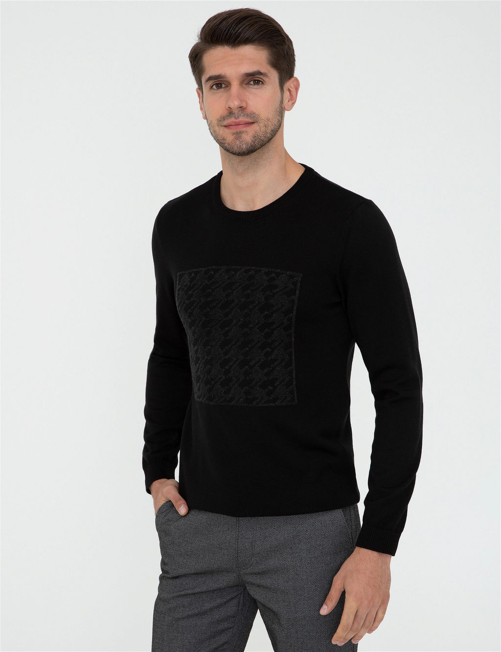 Siyah Bisiklet Yaka Triko Kazak - Pierre cardin фото 3