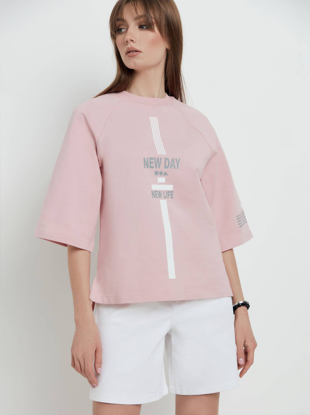 CONTE Oversize-футболка из футера с удлиненной спинкой New day LD 1702 romantic pink