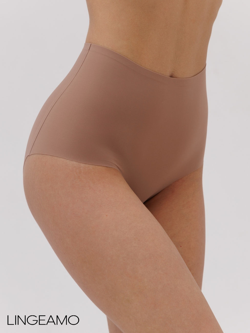 Бесшовные трусы слипы с высокой посадкой Lingeamo коричневый ВР-05 (118)  фото 2