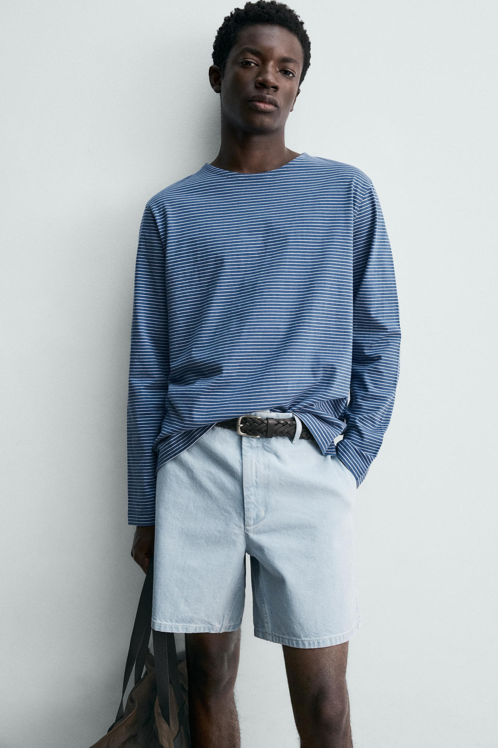 CAMISETA JACQUARD RAYAS / Azul