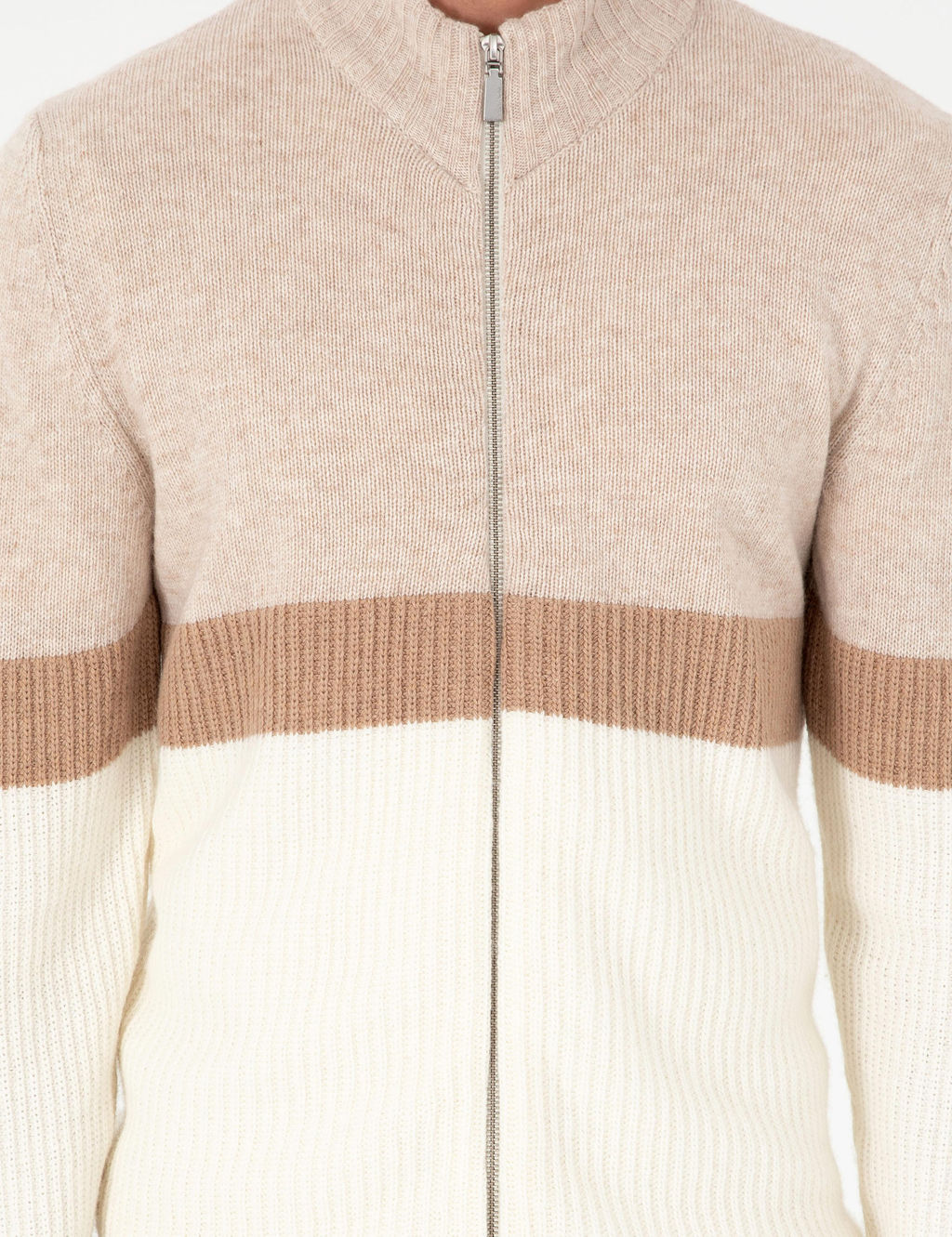 Ekru Regular Fit Y_n Kar___ml_ Fermuarl_ Triko H_rka - Pierre cardin фото 6