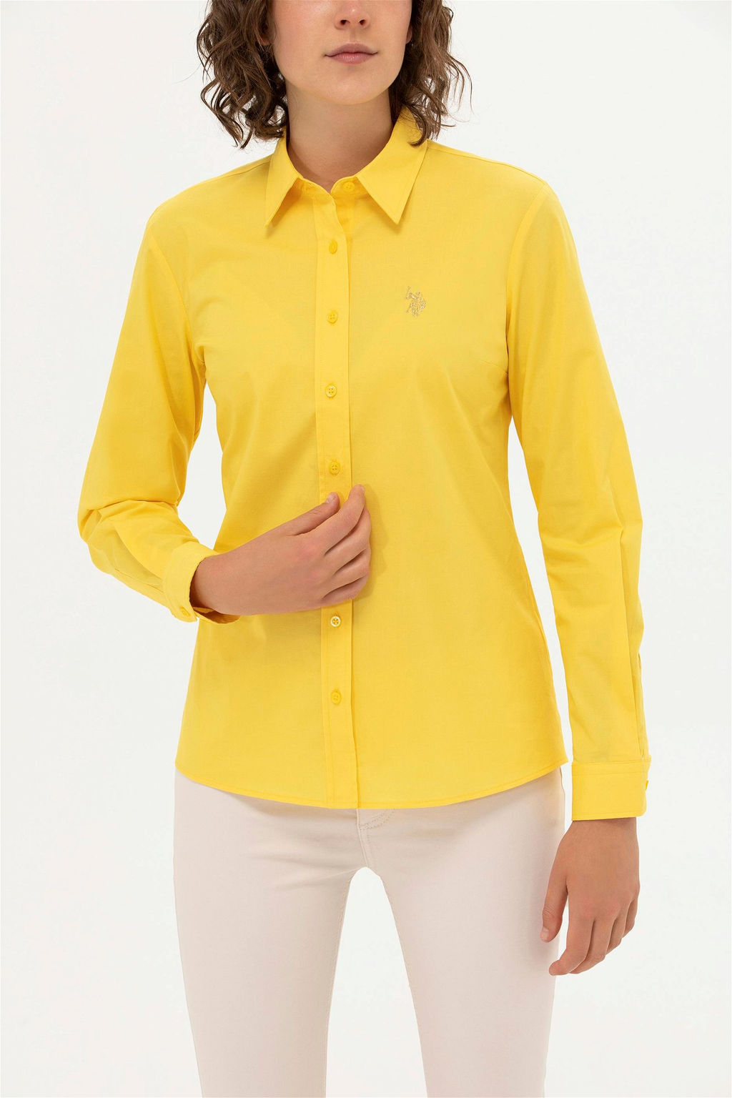U. S. Polo Assn Женская желтая базовая рубашка с длинным рукавом - U.s. polo assn фото 6