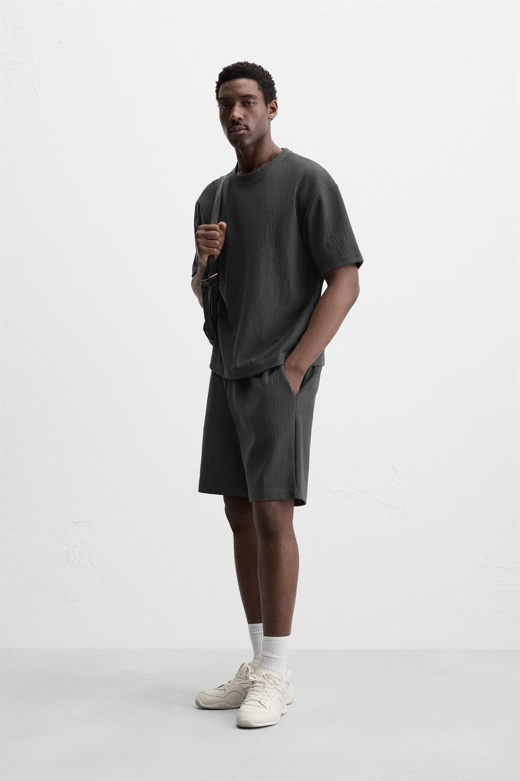 TEXTURED JOGGER BERMUDA SHORTS - Zara фото 29