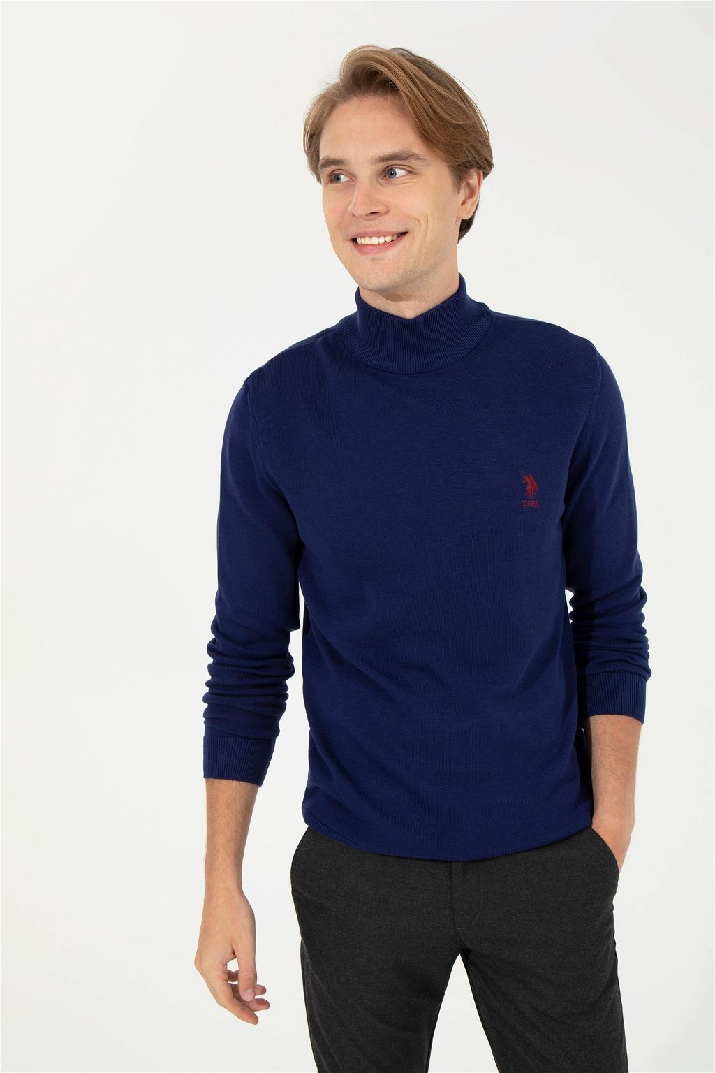 U. S. Polo Assn / Мужской синий базовый свитер