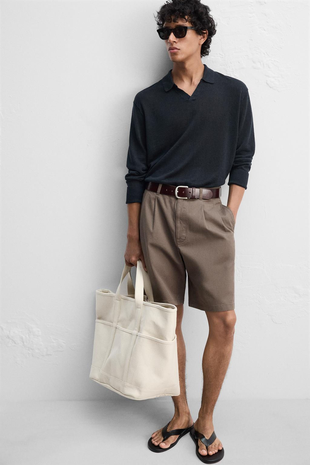 RELAXED FIT PLEATED BERMUDA SHORTS - Zara фото 7